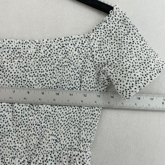 Old Navy Blouse Women's XS White Black Smocked Polka Dot Off the Shoulder Peplum - Picture 3 of 10